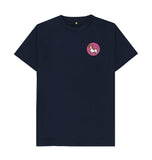 Navy Blue Organic Men's Dog in Pink Circle T-shirt