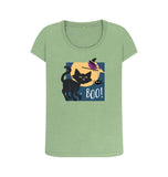Sage Organic Ladies Scoop Neck Halloween Cat T-shirt