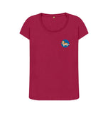 Cherry Organic Ladies Scoop Neck Dog in Blue Circle T-shirt