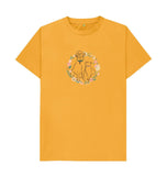 Mustard Organic Men's Cat and Dog in Floral Wreath T-shirt