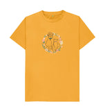 Mustard Organic Men's Cat and Dog in Floral Wreath T-shirt