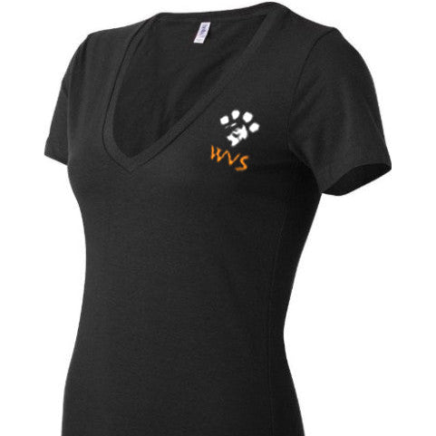 Ladies WVS Low v-neck T - Shirt in black