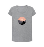 Athletic Grey Organic Ladies Scoop Neck Cat in Sunset T-shirt
