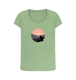 Sage Organic Ladies Scoop Neck Cat in Sunset T-shirt
