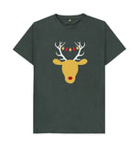 Dark Grey Mens Reindeer Christmas T-shirt