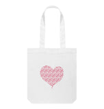 White Animal Footprint Hearts Tote Bag