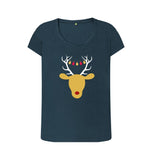 Denim Blue Ladies Reindeer Christmas T-shirt