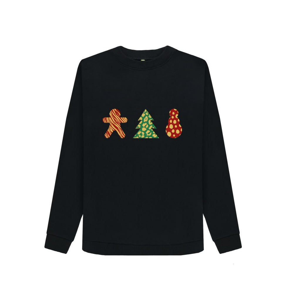 Black Ladies Animal print Christmas Jumper