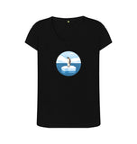 Black Organic Ladies Scoop Neck Penguin T-shirt