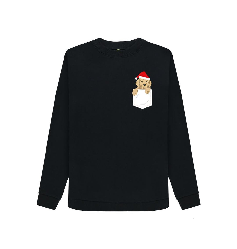 Black Ladies Santa Paws in my pocket Christmas Jumper