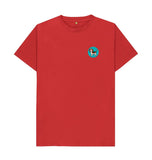 Red Organic Men's Dog in Green Circle T-shirt