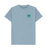 Stone Blue Organic Men's Dog in Green Circle T-shirt