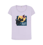 Violet Organic Ladies Scoop Neck Halloween Cat T-shirt