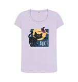 Violet Organic Ladies scoop neck Halloween Cat T-shirt