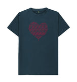 Denim Blue Organic Men's Animal Footprint Heart T-shirt