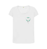 White Organic Ladies Scoop Neck Geometric Elephant T-shirt