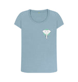 Stone Blue Organic Ladies Scoop Neck Geometric Elephant T-shirt
