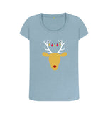 Stone Blue Ladies Reindeer Christmas T-shirt