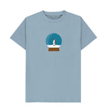 Stone Blue Mens Penguin snow globe Christmas T-shirt