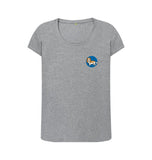 Athletic Grey Organic Ladies Scoop Neck Dog in Blue Circle T-shirt