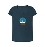 Denim Blue Ladies Penguin snow globe Christmas T-shirt