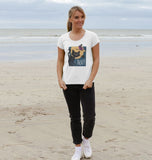 Organic Ladies Scoop Neck Halloween Cat T-shirt