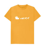 Mustard Mens Dogs pulling Santa's sleigh Christmas T-shirt