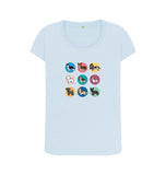 Sky Blue Organic Ladies Scoop Neck Dogs T-shirt