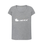 Athletic Grey Ladies Dogs pulling Santa's sleigh Christmas T-shirt
