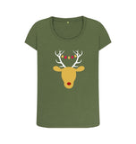 Khaki Ladies Reindeer Christmas T-shirt