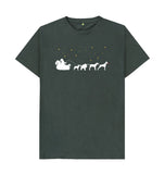 Dark Grey Mens Dogs pulling Santa's sleigh Christmas T-shirt