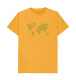 Mustard Organic Men's Green Animal Footprint World Map T-shirt