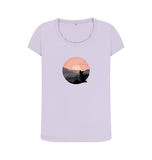 Violet Organic Ladies Scoop Neck Cat in Sunset T-shirt