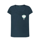 Denim Blue Organic Ladies Scoop Neck Geometric Elephant T-shirt