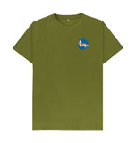 Moss Green Organic Men's Dog in Blue Circle T-shirt