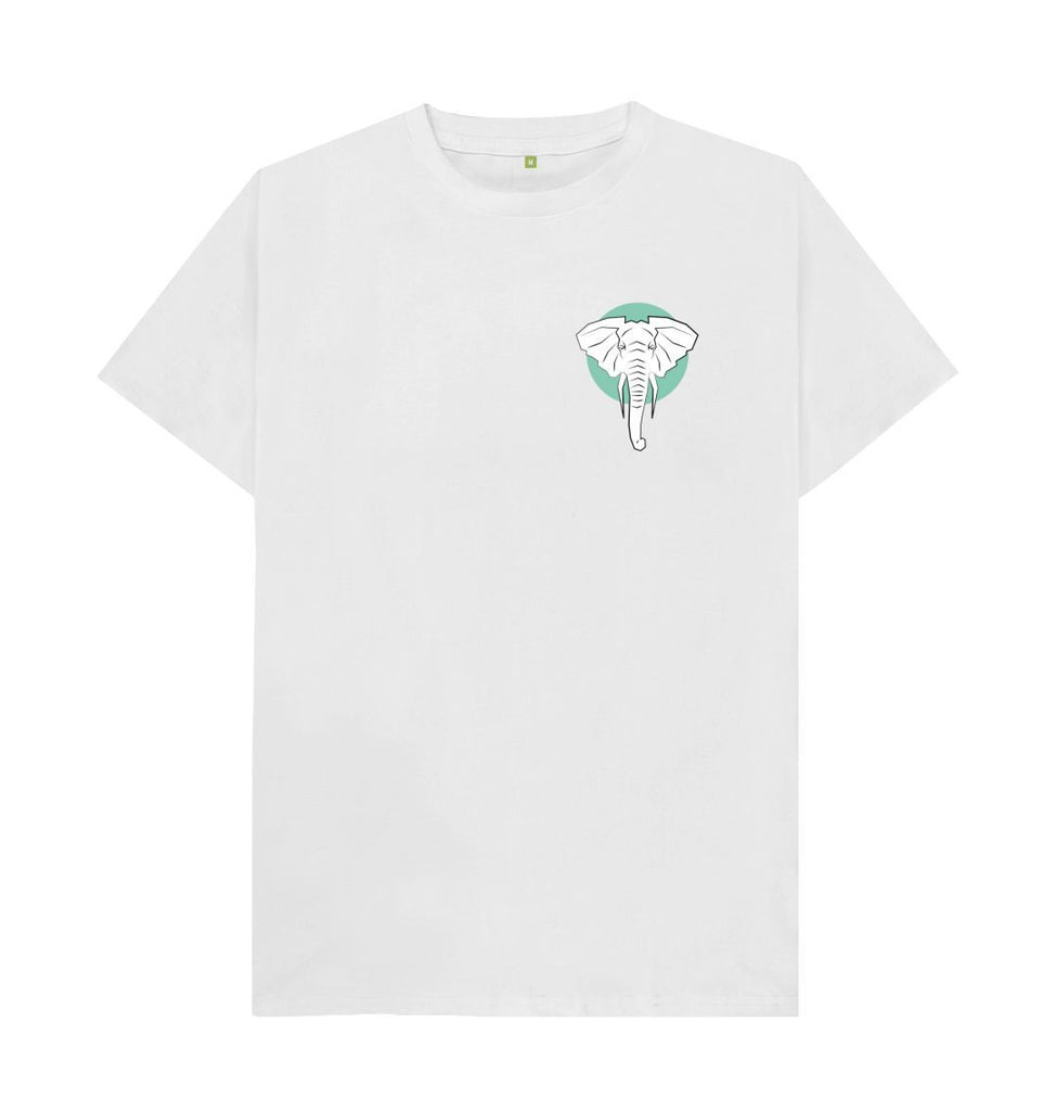 White Organic Men's Geometric Elephant T-shirt