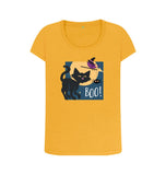 Mustard Organic Ladies Scoop Neck Halloween Cat T-shirt