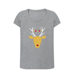 Athletic Grey Ladies Reindeer Christmas T-shirt