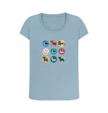 Stone Blue Organic Ladies Scoop Neck Dogs T-shirt