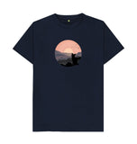 Navy Blue Organic Men's  Cat in Sunset T-shirt