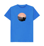 Bright Blue Organic Men's  Cat in Sunset T-shirt