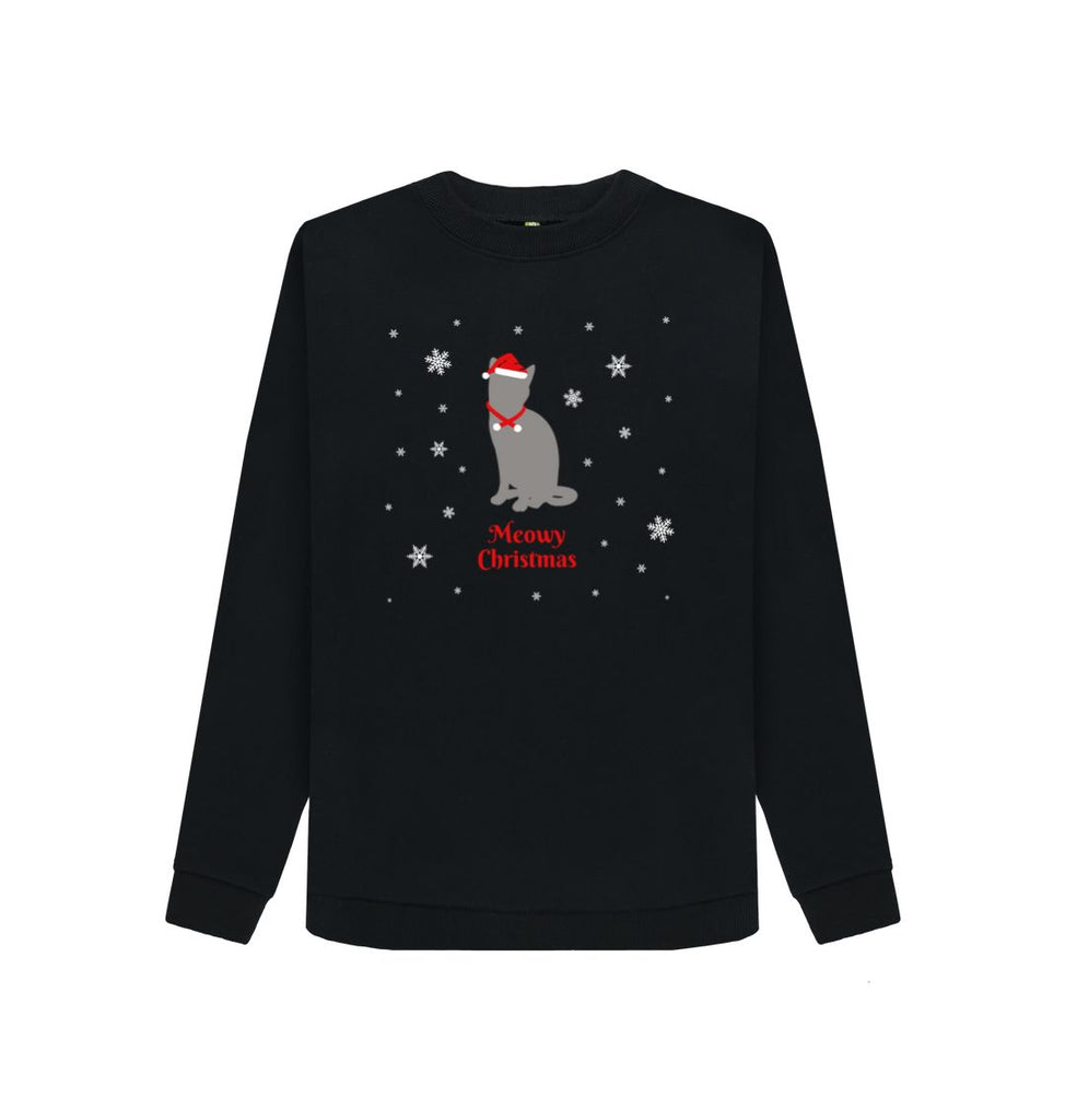 Black Ladies Meowy Christmas Jumper