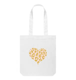 White Animal Print Heart Tote Bag