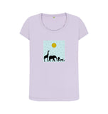 Violet Organic Ladies Scoop Neck Animal T-shirt