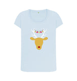 Sky Blue Ladies Reindeer Christmas T-shirt