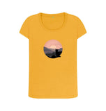 Mustard Organic Ladies Scoop Neck Cat in Sunset T-shirt