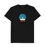 Black Mens Penguin snow globe Christmas T-shirt