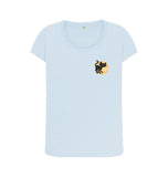 Sky Blue Organic Ladies Scoop Neck Black Cat T-shirt