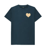 Denim Blue Organic Men's Animal Print Heart T-shirt