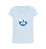 Sky Blue Organic Ladies Scoop Neck Penguin T-shirt